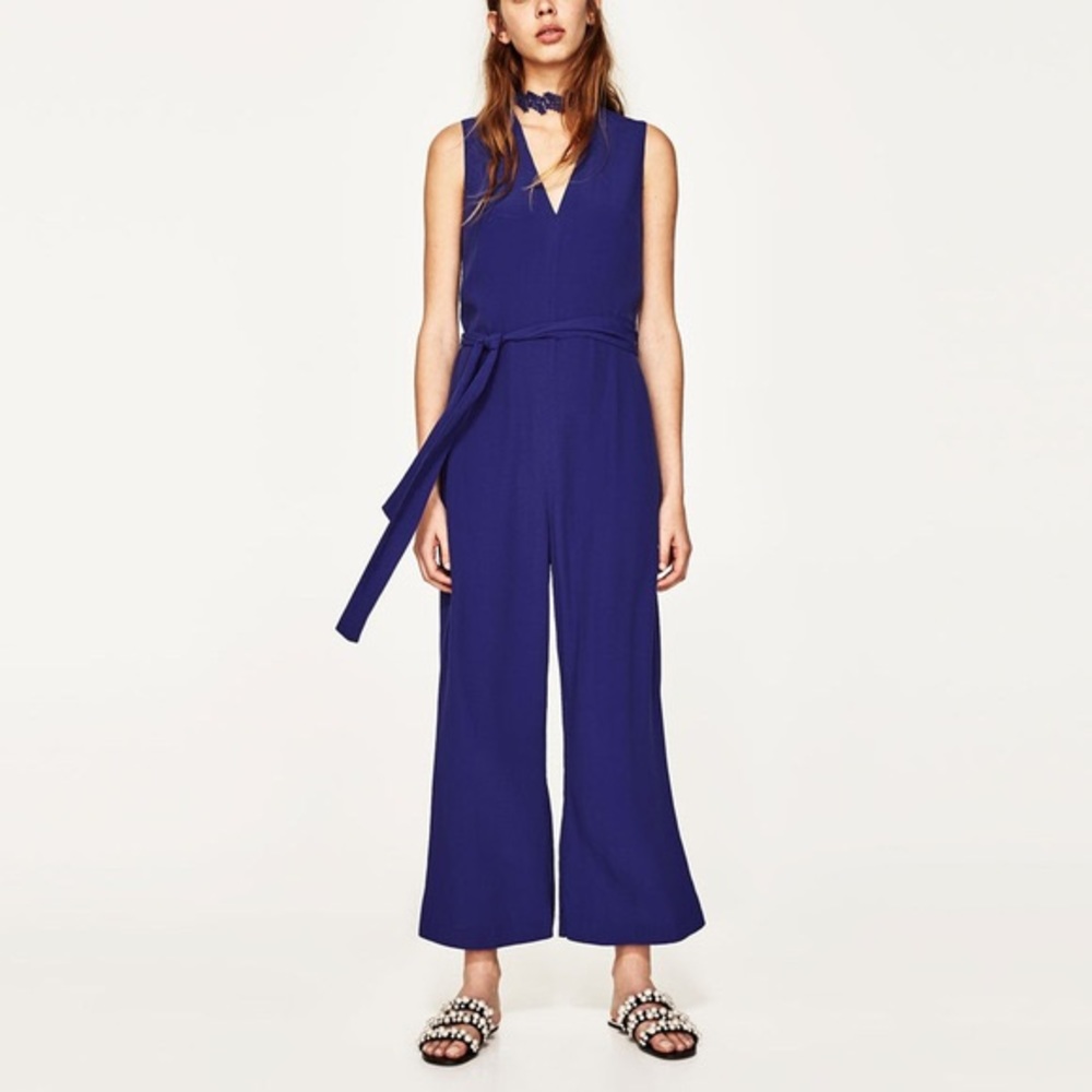 Zara Wide Leg Jumpsuit with Lace Choker M